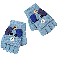 LIOOBO Guantes de Invierno para niños Guantes de Medio Dedo de Punto cálido Guantes a Prueba de Viento Guantes a Prueba…